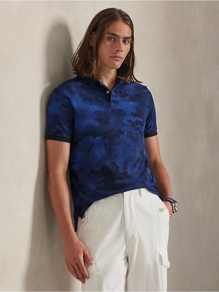 Classic Fit Camo-Print Mesh Polo Shirt ‘Spy Camo’ Men’s Size Xl 100% Cotton Mesh